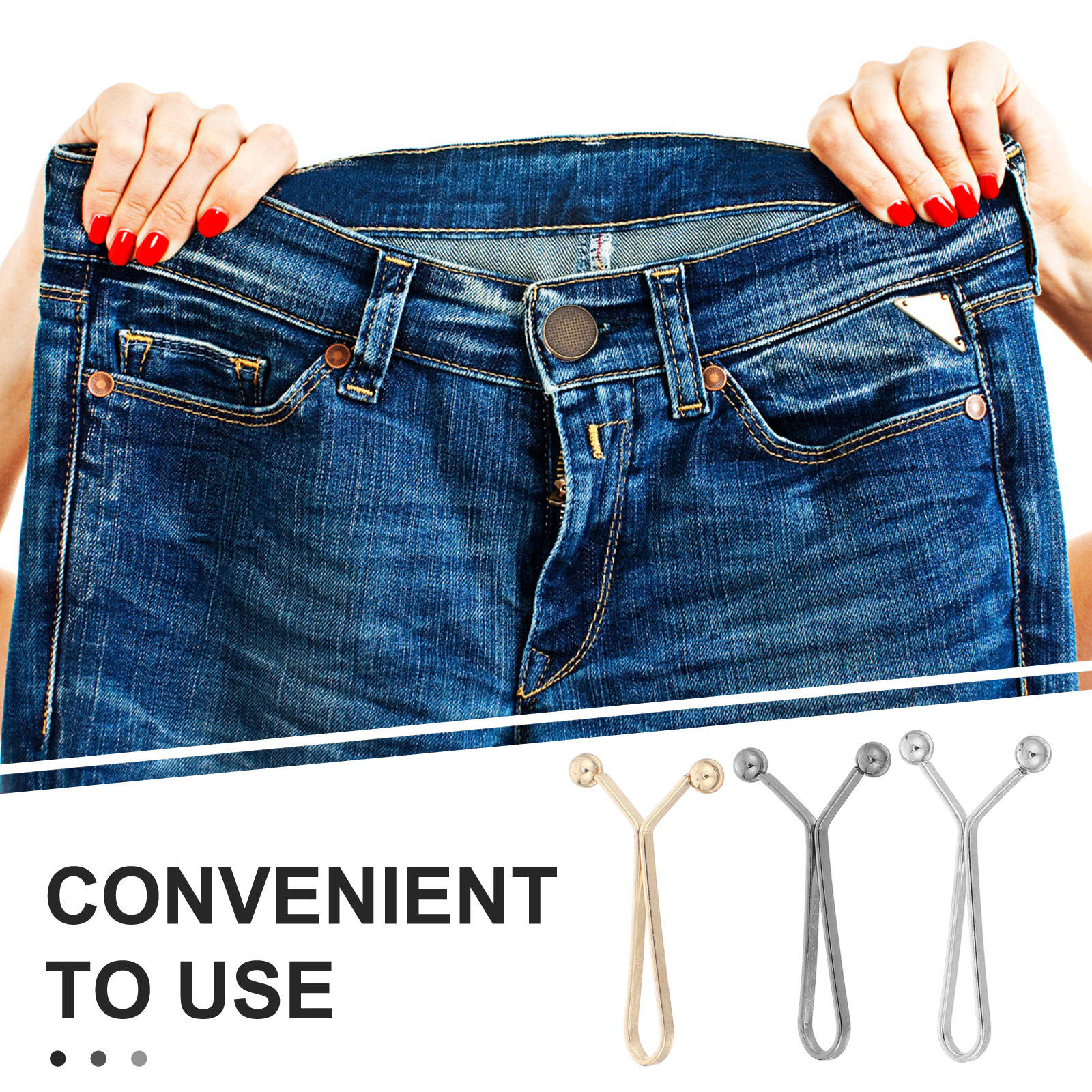 OUNONA Adjustable Invisible Waistband Tightener Clip for Jeans, Trousers, Skirts - Assorted Colors Waist Buckle Accessory