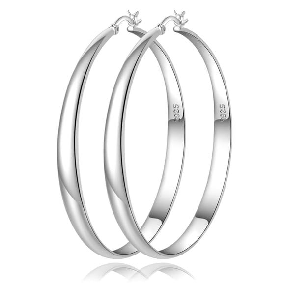 YOUNGYUE Large Sterling Silver Hoop Earrings for Women Hypoallergenic  Lightweight Thin Big Hoops Earring for Women 35MM