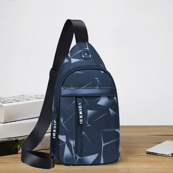 Crossbody Chest Bag for Men | Travel Shoulder Pack - Multi-Functional Sling Bag | Lightweight Fabric | Fits Phone Wallet Sunglasses | Black | Comfort Strap | 12.6x6.69x2.36 in