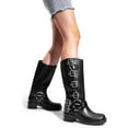 thumbnail image 6 of Women's Fashion  High Boots - Chunky Heel  with Pull-On Design, Square Toe with Decorative Buckles, 6 of 8