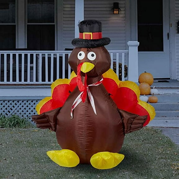 Lights4fun, Inc. 5ft Inflatable Thanksgiving Turkey Indoor & Outdoor Fall Decoration with LED Lights