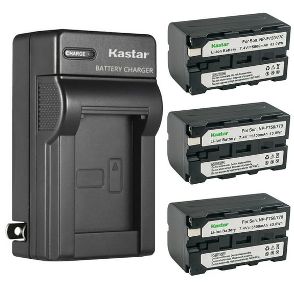 Kastar 3-Pack Battery and AC Wall Charger Replacement for Sony PLM-100 PLM-50 PLM-A35 PLM-A55 Q002-HDR1 UPX-2000 NEX-EA50M NEX-FS100 NEX-FS700R NEX-FS700RH FDR-AX1 PXW-Z100 PXW-Z150 CCD-RV100