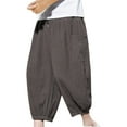 thumbnail image 2 of hotojiny Men's Linen Harem Pants Lightweight Loose Boho Yoga Trousers Big and Tall Drawstring Elastic Waist Beach Cropped Trousers, 2 of 3