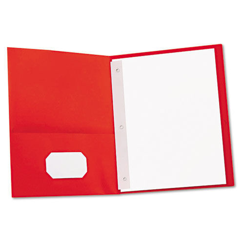 Universal UNV57118 2-Pocket 11 in. x 8-1/2 in. Portfolios with Tang Fasteners - Red (25/Box)