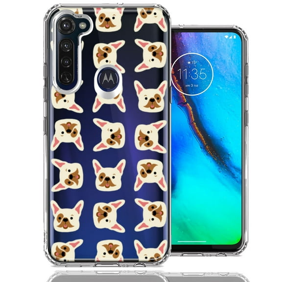 MUNDAZE For Motorola Moto G Stylus Frenchie Bulldog Polkadots Design Double Layer Phone Case Cover