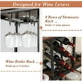 thumbnail image 2 of Spaco 3-Tier Wine Bar Cabinet wit 8 Bottles Rack and 12 Glasses Hanger-Rustic Brown, Kitchen Storage Shelf for Spices, Pots, and Pans, 2 of 7