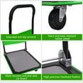 thumbnail image 6 of Foldable Flatbed Cart, 660LBS Heavy Duty Capacity Platform Hand Truck with 360 Degree Swivel Wheels, Foldable Push Hand Cart for Loading, Storage, Warehouse, Green, 6 of 10