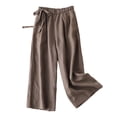 thumbnail image 4 of DHFJKG Womens High Waist Wide Leg Pants Summer Lightweight Elastic Waist Relaxed Fit Pleated Flowy Palazzo Beach Vacation Clothes Trendy Trousers, 4 of 4