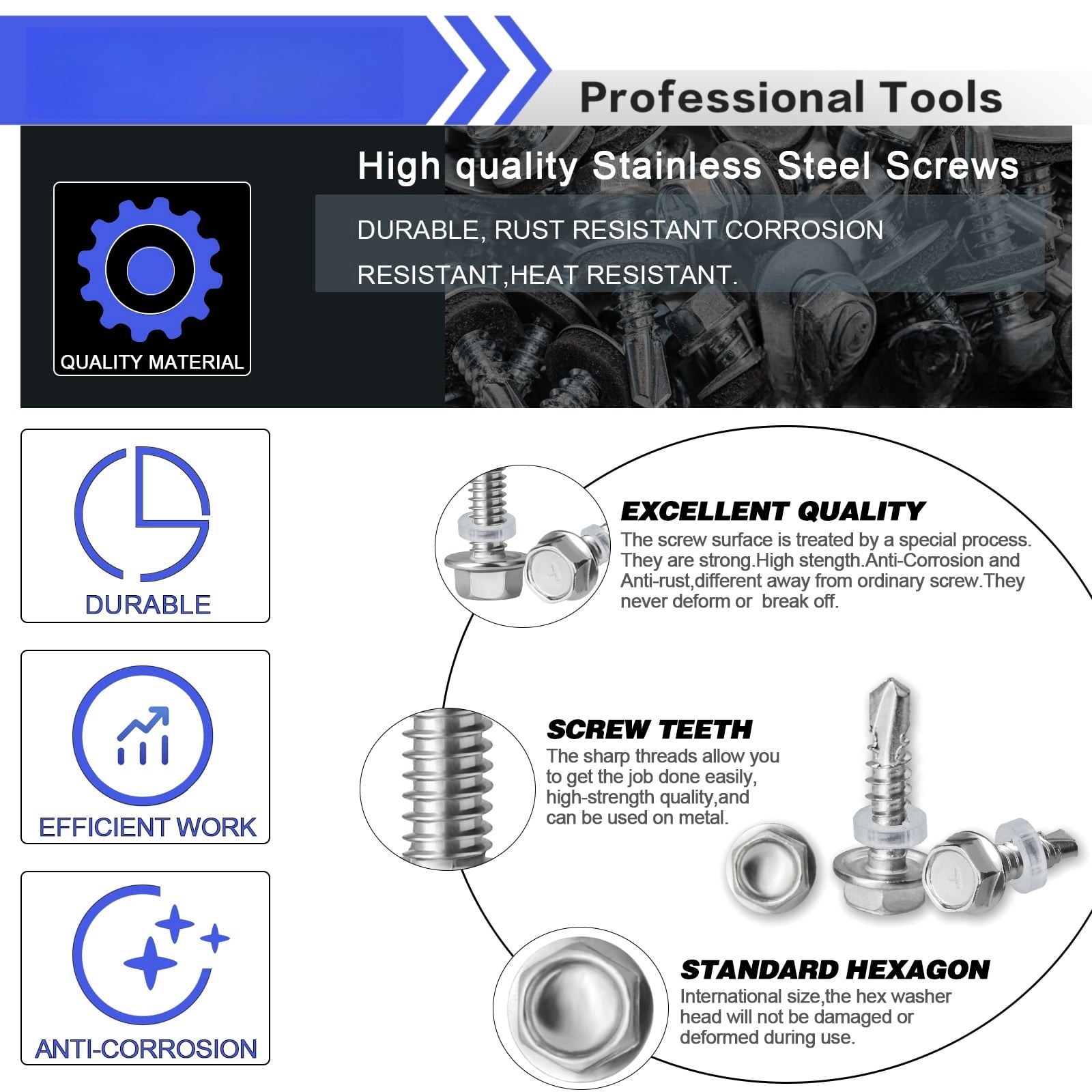 M6 Hex Bolt Assortment Kit - Flange Head, 304 Stainless Steel, 12-45mm Lengths (120 Pcs) - View #10