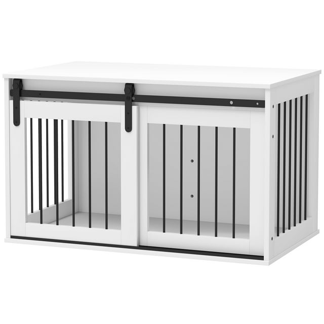 CoSoTower 39" Dog Crate Furniture, Dog Crate End Side Table for Large Dogs, White