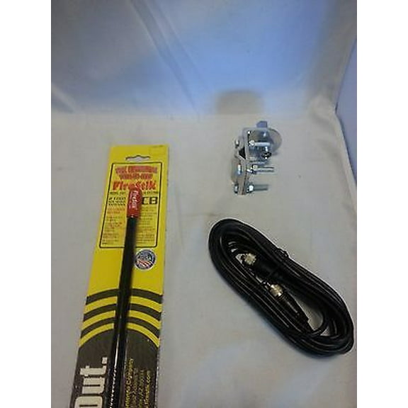 NEW FIRESTIK KW2, KW2 B 2FT BLACK CB ANTENNA, 9FT COAX, BRACKET & STUD