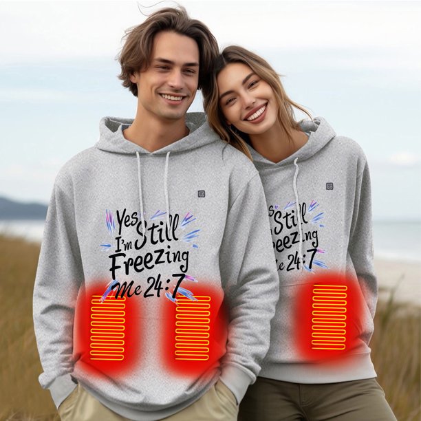 Sudadera con capucha de manga larga, informal, para exteriores y chaquetas, unisex, con calefacción, recargable por USB, sudadera térmica, lavable, para hombre y mujer, abrigo para mujer