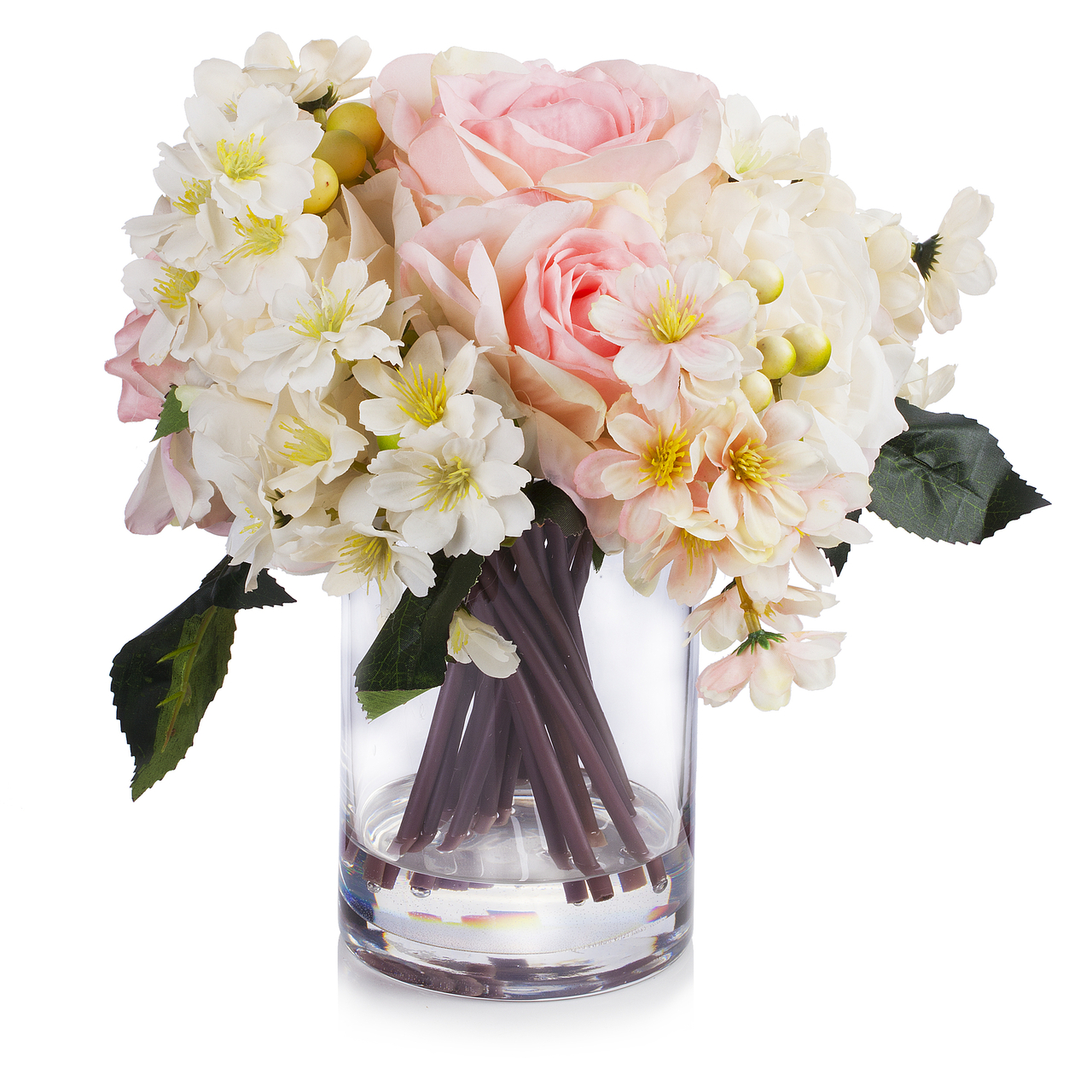 Enova Home Mixed Artificial Silk Roses Faux Flower Arrangement in