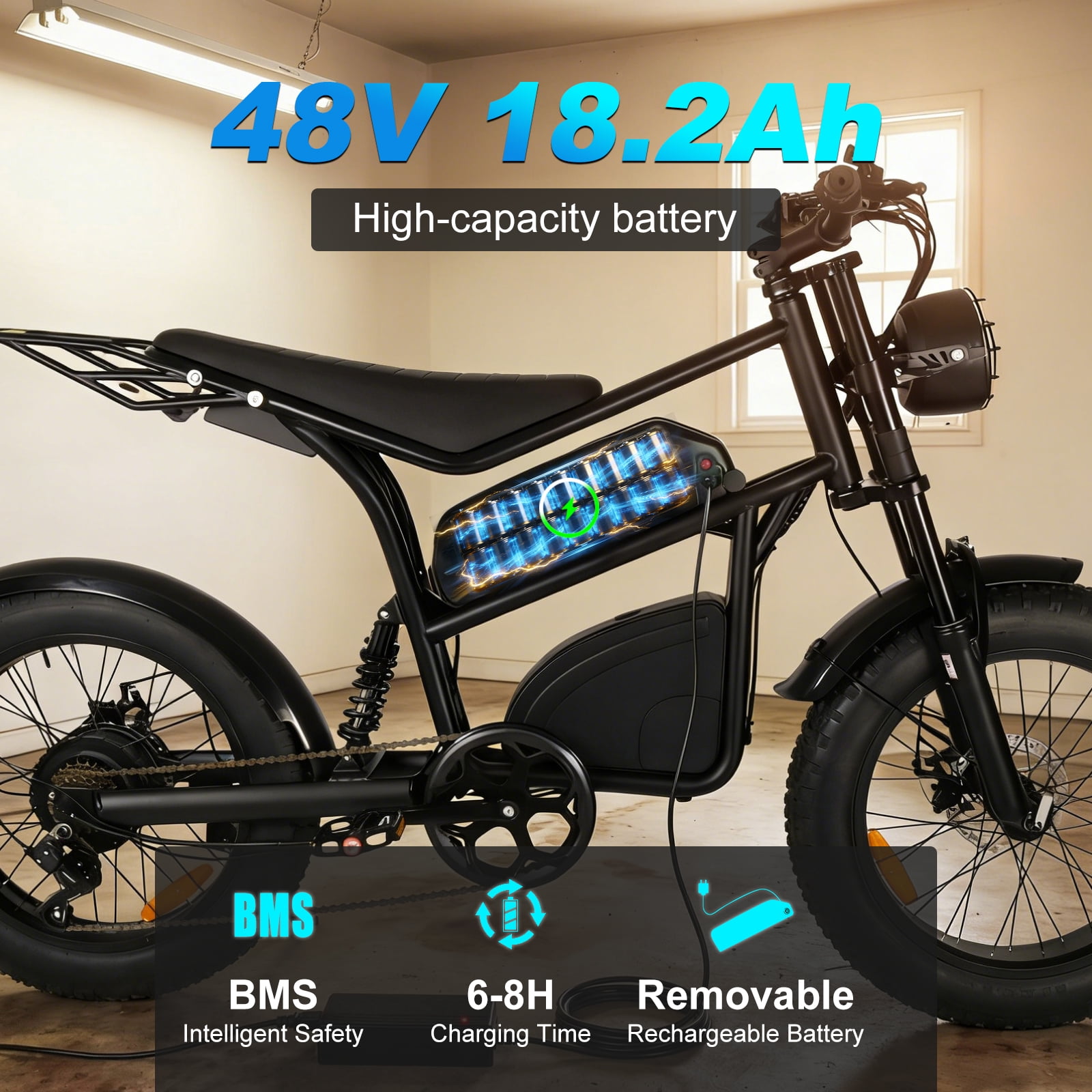 Smartravel Electric Bike for Adults ,1200W Peak Motor 20MPH 45+ Miles 48V 18.2Ah Removable Battery, 20"x4" Fat Tire 7-Speed Mountain Commuter Ebike ,UL 2849