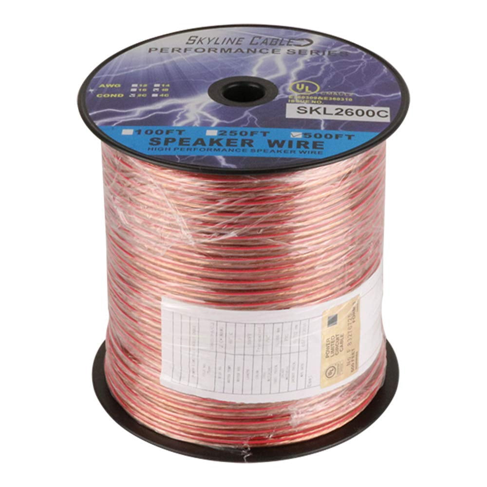 Skyline™ 18 Gauge 2-Wire Speaker Wire, 500 Feet (Clear Jacket)