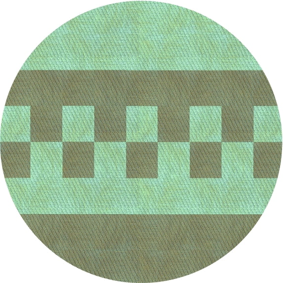 Ahgly Company Machine Washable Indoor Round Transitional Olive Drab Green Area Rugs, 4' Round