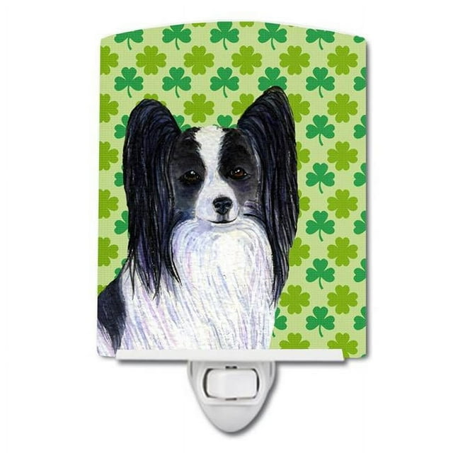 Carolines Treasures SS4436CNL Papillon St. Patricks Day Shamrock Portrait Ceramic Night Light