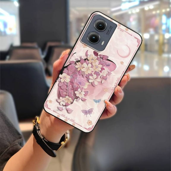 LYM-Phone Case For MOTO Edge 5G 2024, Anti-knock Phone Pouch Shockproof Protective Full wrap Silicone TPU Soft case Cartoon flower Anti-dust Dirt-resistant Oil Painting Fashion Design