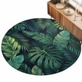 thumbnail image 2 of Round Area Rugs 7Ft, Tropical Plants Non-Slip Washable Circle Rugs Carpet, Summer Watercolor Green Palm Leaves Indoor Outdoor Rug Floor Mats Throw Runner for Bedroom Living Room Bathroom, 2 of 8