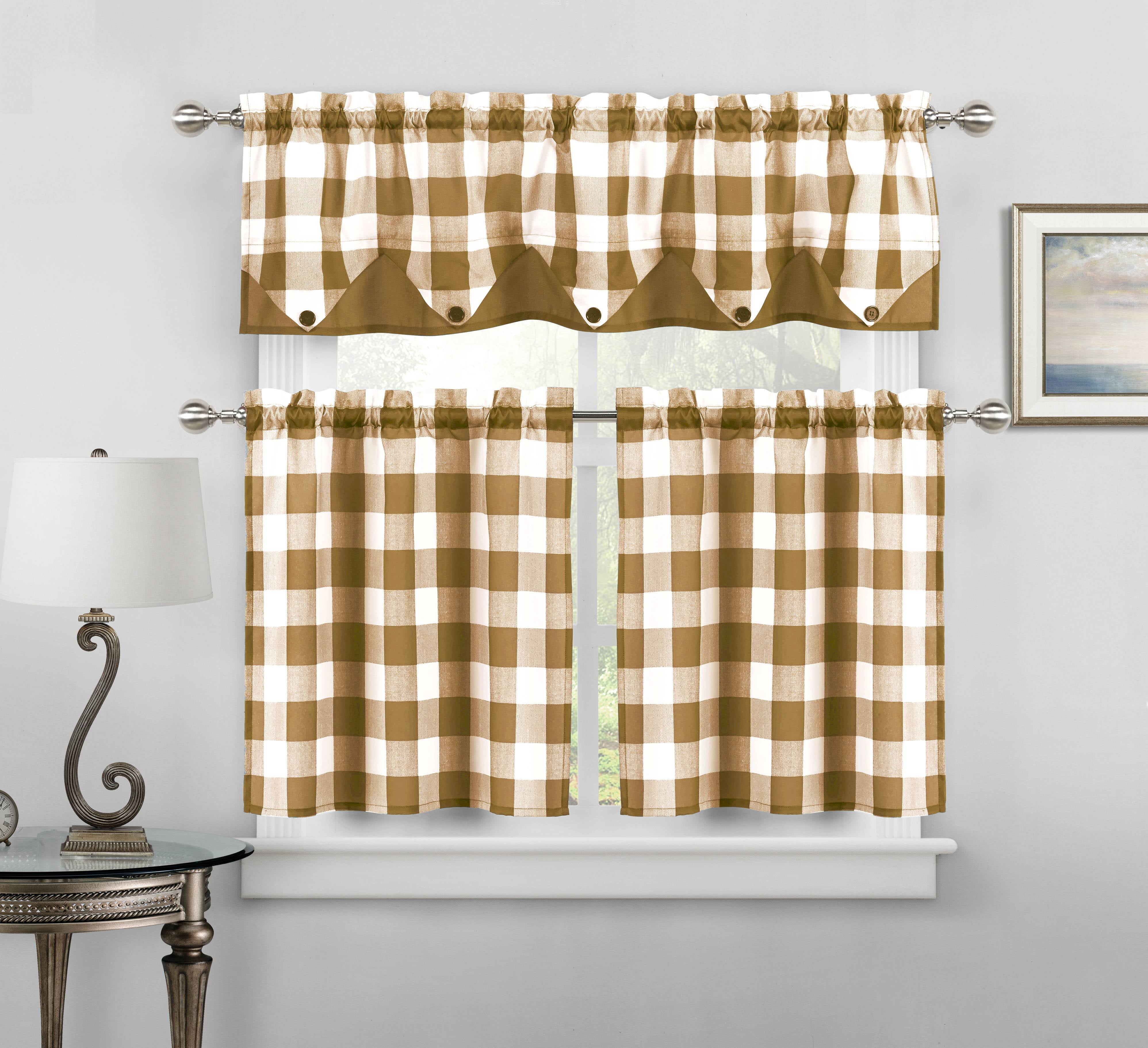 Kingdy Checker Kitchen Curtain & Tier Set