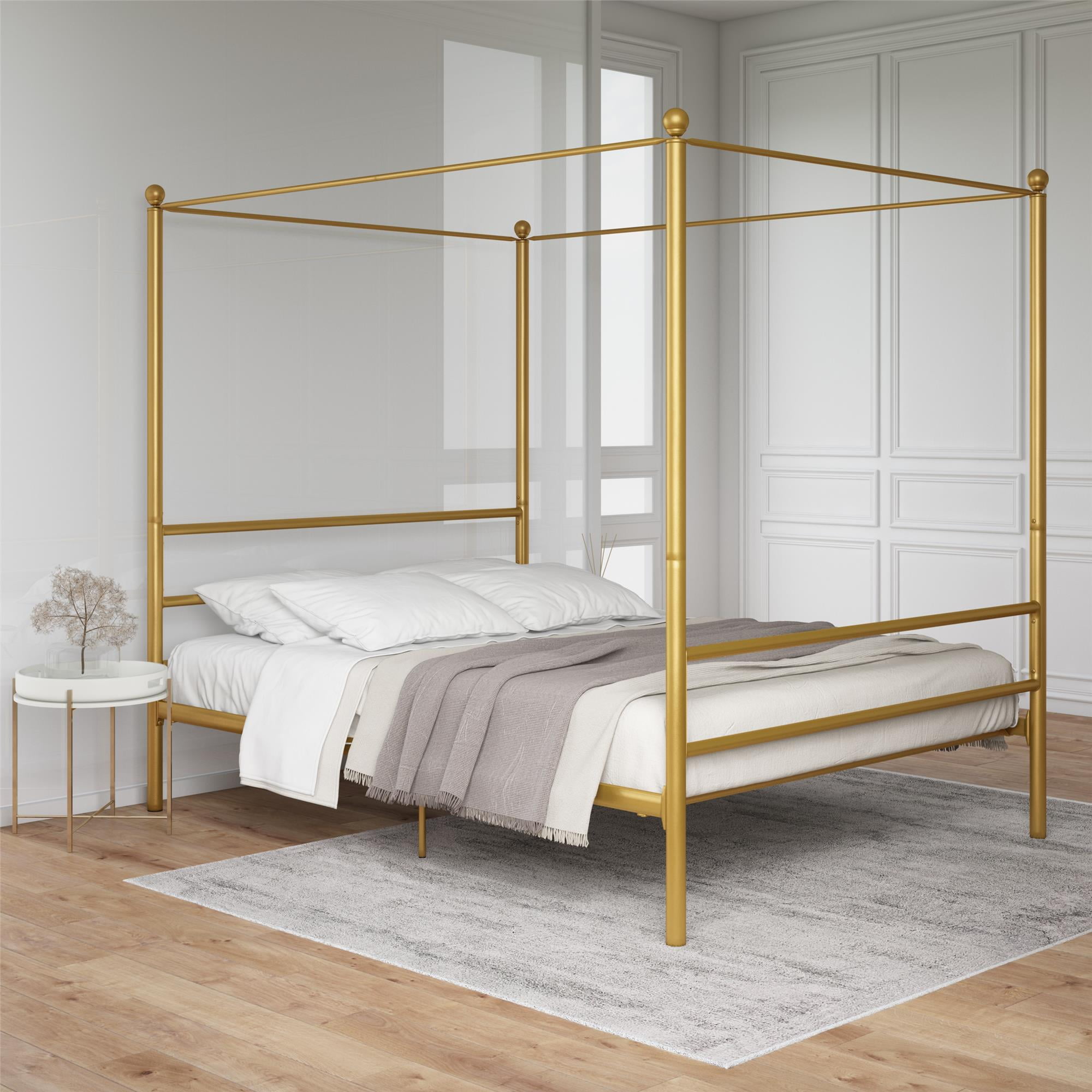 Mainstays Metal Canopy Bed Gold, Gold Iron Bed Frame Queen
