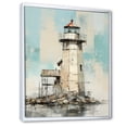 thumbnail image 2 of Designart "Coastal Lighthouse In Minimal Grey" Beach Light House Floater Framed Canvas Art Print, 2 of 5