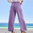 thumbnail image 5 of Enjoytime Casual Pants for Women Solid Color Wide Leg Pants with Pockets and Drawstring Elastic Waist Comfy Baggy Palazzo Pants for Women Dressy, 5 of 7