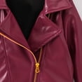thumbnail image 5 of Usaibhir Girl's Fax PU Leather Jacket Zip Up Long Sleeve Collared Biker Outerwear Lightweight Coat Streetwear 2-8T, 5 of 7