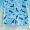 thumbnail image 7 of NIEWTR Infant Baby Boys Swimsuit One Piece Long Sleeve Rash Guard Zipper Bathing Suit Swimwear with Sun Cap Beachwear(A01-Blue,12-18 Months), 7 of 7
