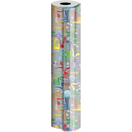JAM Paper Industrial Size Bulk Wrapping Paper Rolls, Fantastic Jurassic Design, 1/4 Ream (416 Sq Ft), Sold Individually