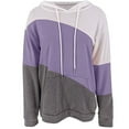 thumbnail image 4 of HAPIMO Discount Sweatshirt for Women Pocket Drawstring Pullover Tops Striped Color Patchwork Long Sleeve Relaxed Fit Womens Hoodie Sweatshirt Teen Girls Clothes Purple L, 4 of 6