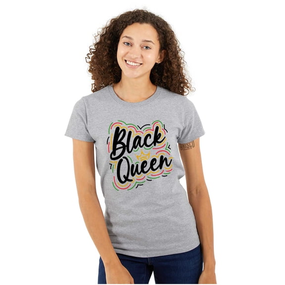 Black Queen Crown Empowerment Quote Womens Slim Fit Graphic Tee Brisco Brands S