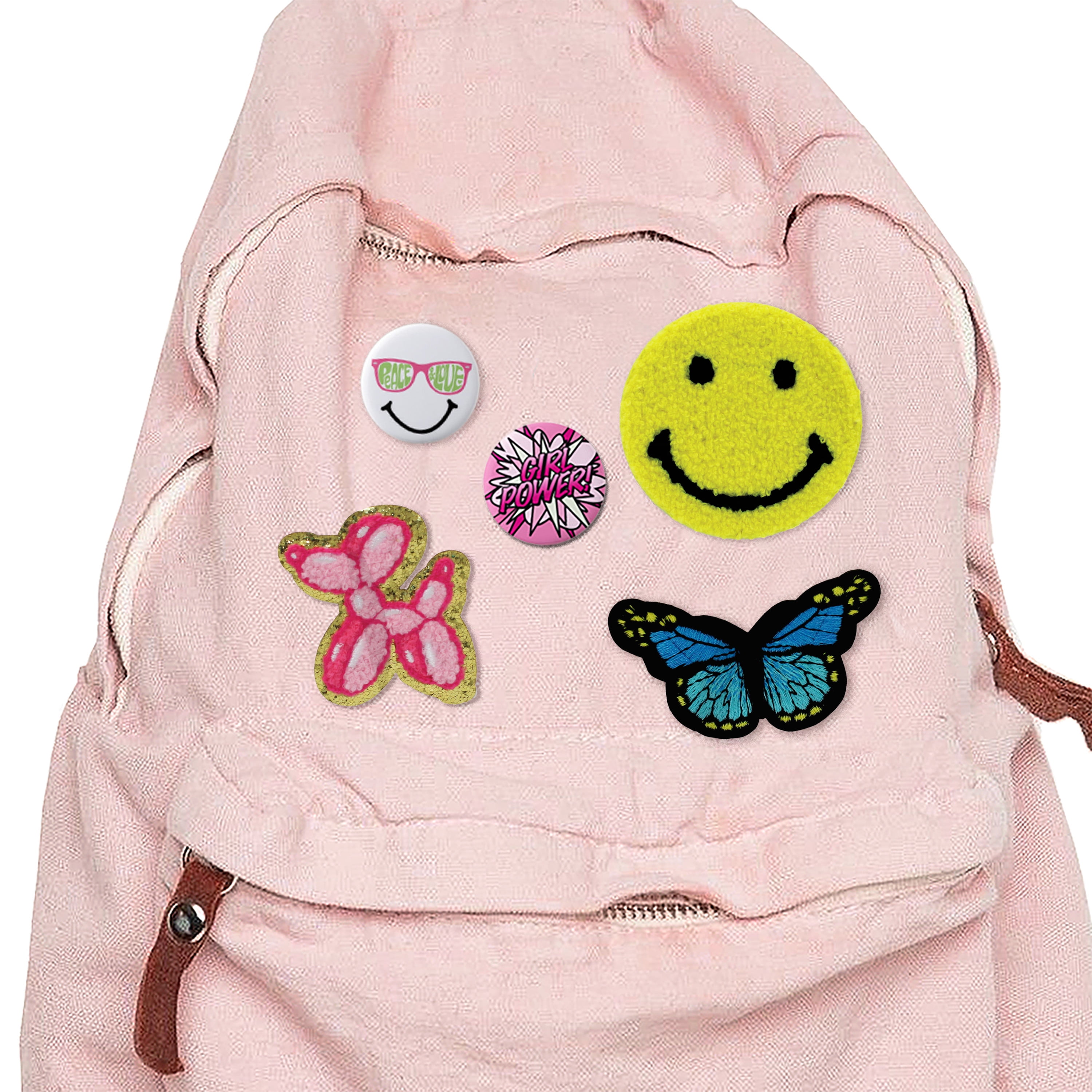 (4 pack) Gwen Studios Chenille Yellow Smiley Face Iron-on Patch Applique, 3.6"