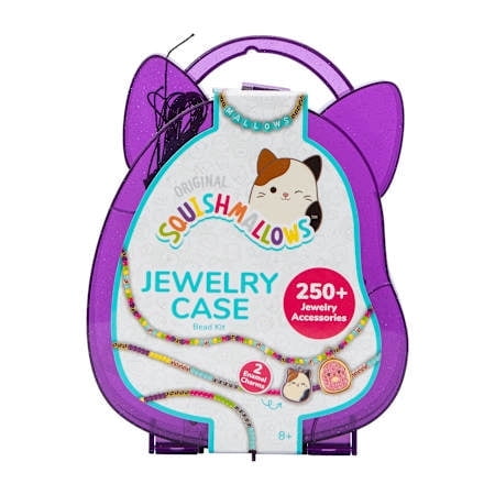 Squishmallows™ Jewelry Case Bead Kit - 250 Pieces - 2 Enamel Charms - Age 8