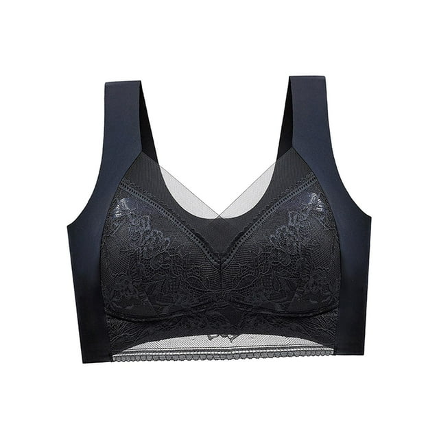 inalámbrico para mujer, ropa interior para mujer, todos los días, ligero, cómodo, para niñas, sin aros, correa ancha, Negro L 75BCD Sunnimix Sujetador de mujer