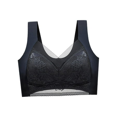 

Womens Bra Comfort Bra Every Day Wire Free Wide Shoulder Straps Breathable Ladies Underwear Seamless Bra for Daily Party Work Black 4L 90BCD