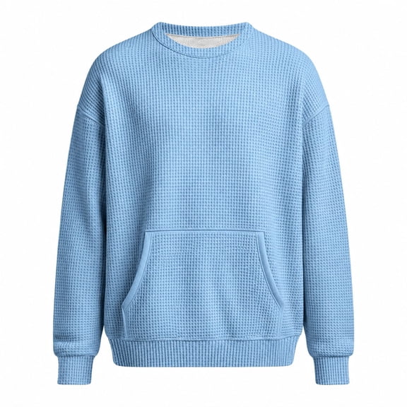 SJLDQY Boys Sweatshirts Casual Long Sleeve Crewneck Sweatshirt with Kangaroo Pocket Fall Winter Outfits Waffle Athletic Pullover Tops for Boys