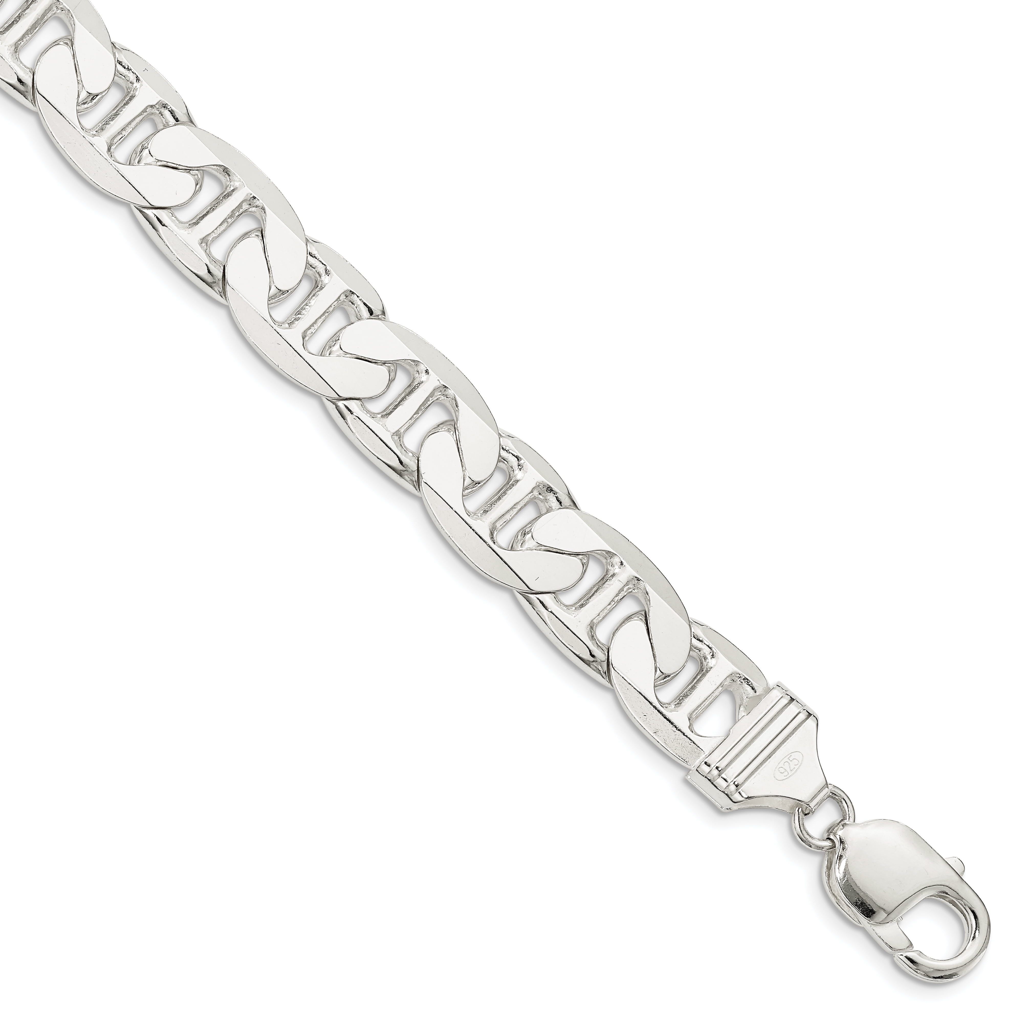 Sterling Silver 11.5mm Anchor Chain (Weight: 124.08 Grams, Length