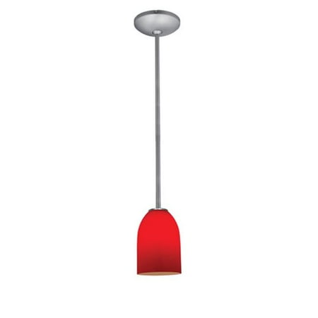 

Julia Inari Silk 28012-1R-BS-RED 1 Light Glass Pendant In Brushed Steel With Red Glass