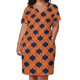 thumbnail image 3 of Vestido de fiesta elegante con bolsillos sueltos y estampado de trébol naranja y azul marino 2025 para mujer, 3 of 7