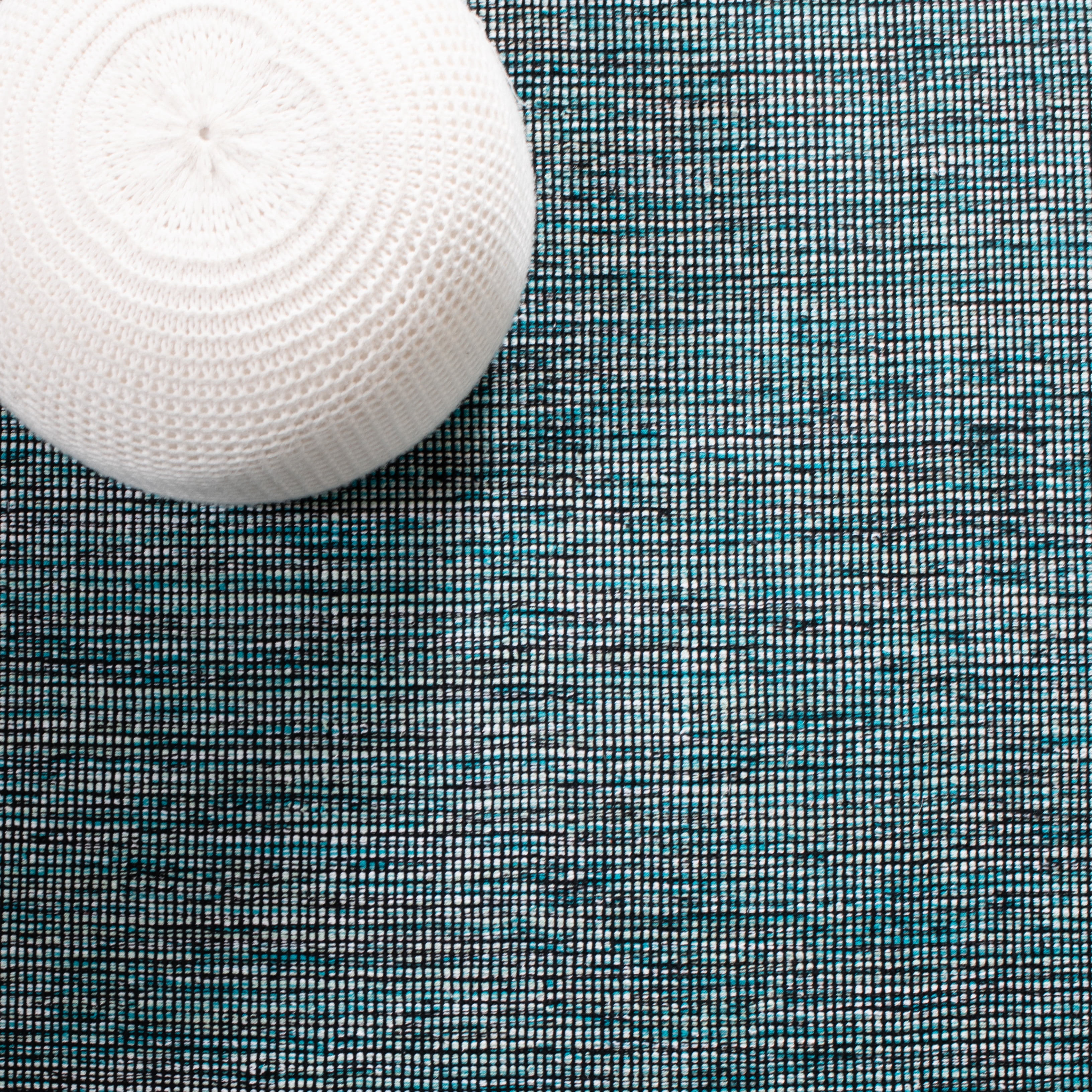 SAFAVIEH Montauk Kelsey Distressed Cotton Area Rug, Turquoise/Black, 3' x 5'