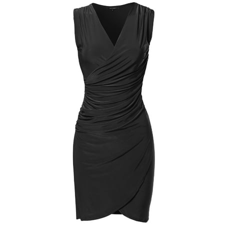 - FashionOutfit Women's Club Party Sleeveless Shirred Body-Con Mini Dress Made in USA