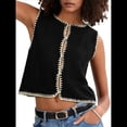 thumbnail image 1 of Suéter Sin Mangas para Mujer, Camiseta Sin Mangas con Botones, Cárdigan Corto de Punto para y Verano 2025 Negro M, 1 of 7