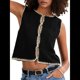 thumbnail image 1 of Suéter Sin Mangas para Mujer, Camiseta Sin Mangas con Botones, Cárdigan Corto de Punto para y Verano 2025 Negro L, 1 of 7