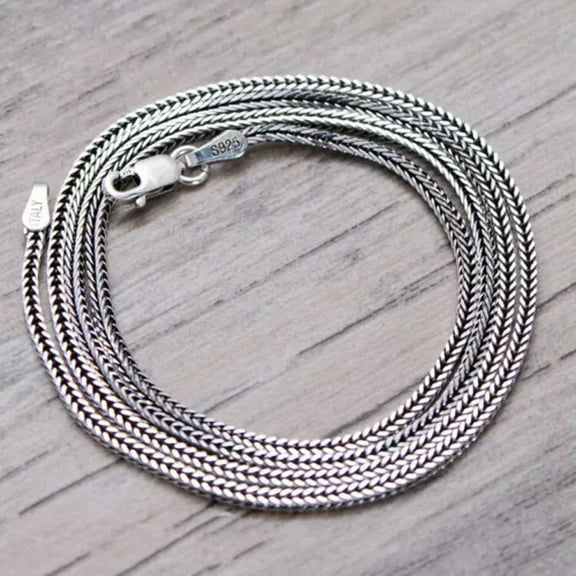 GKNET S925 Sterling Silver Chain Vintage Square Wheat Link 1.6mmW Men's Necklace-22in