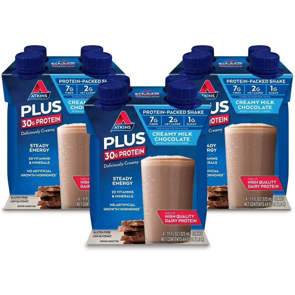 Atkins PLUS ProteinPacked Shake. Creamy Milk Chocolate with 30 Grams