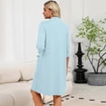 thumbnail image 6 of Zipper Lightweight Robes for Women 3/4 Length Sleeve Summer Bathrobes for Women Zip Up Front Knee Length Loose Fit Sleepwear Nightgown with Pockets Light Blue XXL, 6 of 6