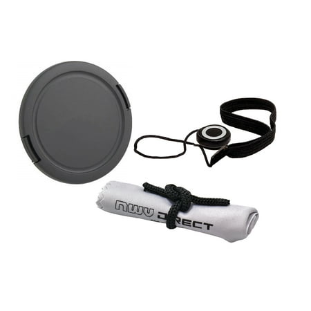 Lens Cap Side Pinch (52mm) + Lens Cap Holder + Nwv Direct Microfiber Cleaning Cloth For Canon EOS