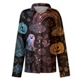 thumbnail image 4 of Delconic Womens Halloween Print Button Down Shirt Long Sleeve Casual Regular Fit Collared Blouse Floral Ghost Pattern Top Gold 3XL, 4 of 7