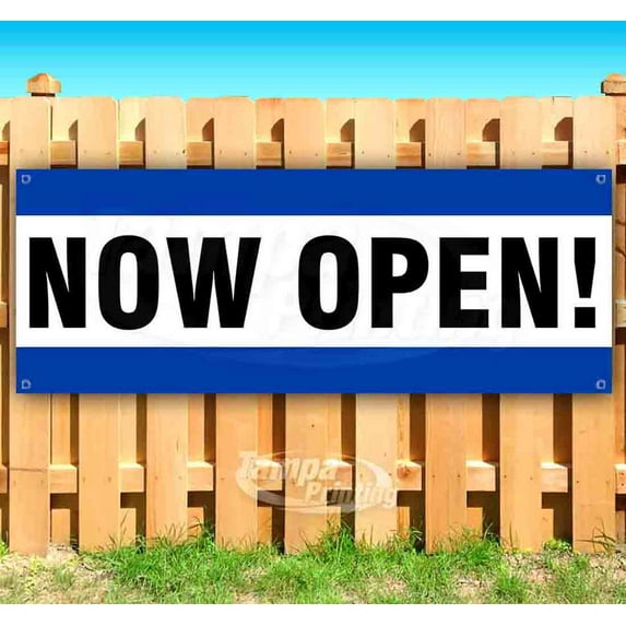 Now Open! 13 oz Vinyl Banner With Metal Grommets